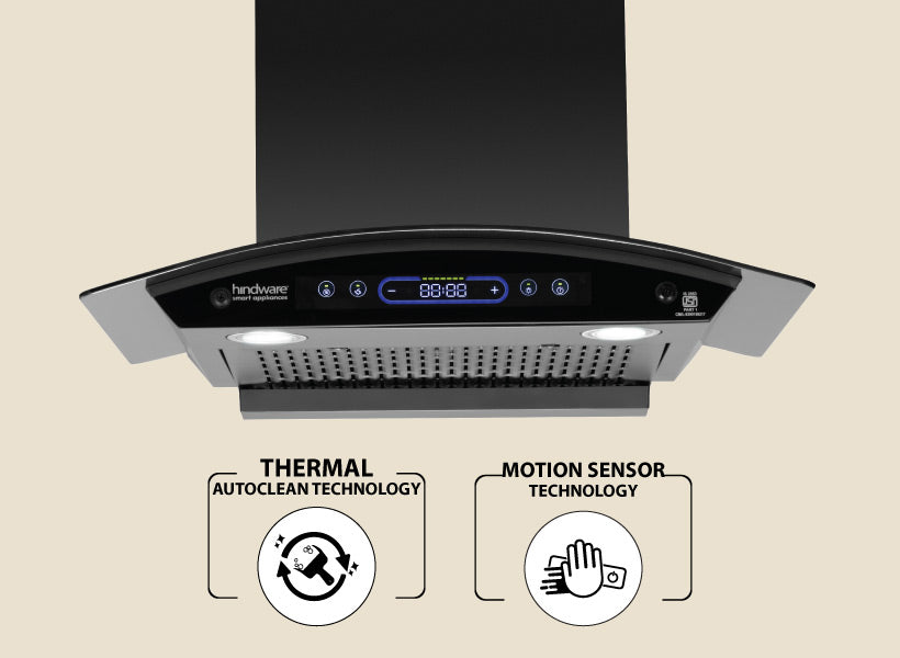 Cosima BLDC Filterless Auto Clean Kitchen Chimney with Motion Sensor & 1600 m³/h Suction