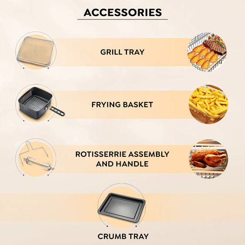 Air Chef 12 Litre Air Oven| 360 Degree Rapid Air Technology| 10 Preset Menus|Unique Multi-Level Design| Smoke-Free Technology