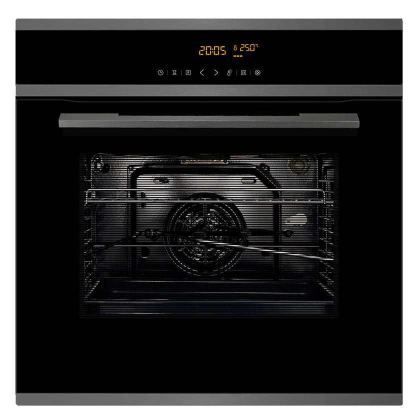 J70BIO PLUS 70L Built-In Oven, Black Glass, 10 Multifunction Modes, Touch Control, Grill & Rotisserie – 538.01.321