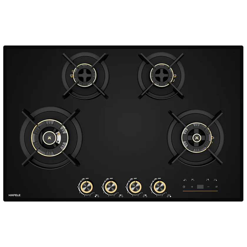 Cronus Digi-Step 480 80 cm 4 Burner Hob – Full Brass Burners, Step Flame Technology, Insta Ignition,