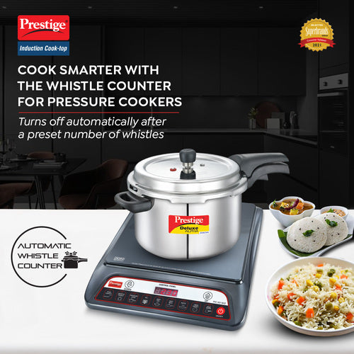 Induction Cook-Top PIC 20 WIZ | 1600W | Automatic Whistle Counter | Timer | Indian Menu Options | Voltage Regulator | Anti-Magnetic Wall