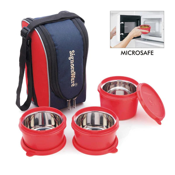 Signoraware Executive Microsafe 3 Tier Steel Lunch Box Avilable in Red, Blue, Violet
