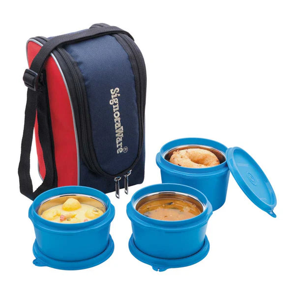 Signoraware Executive Microsafe 3 Tier Steel Lunch Box Avilable in Red, Blue, Violet