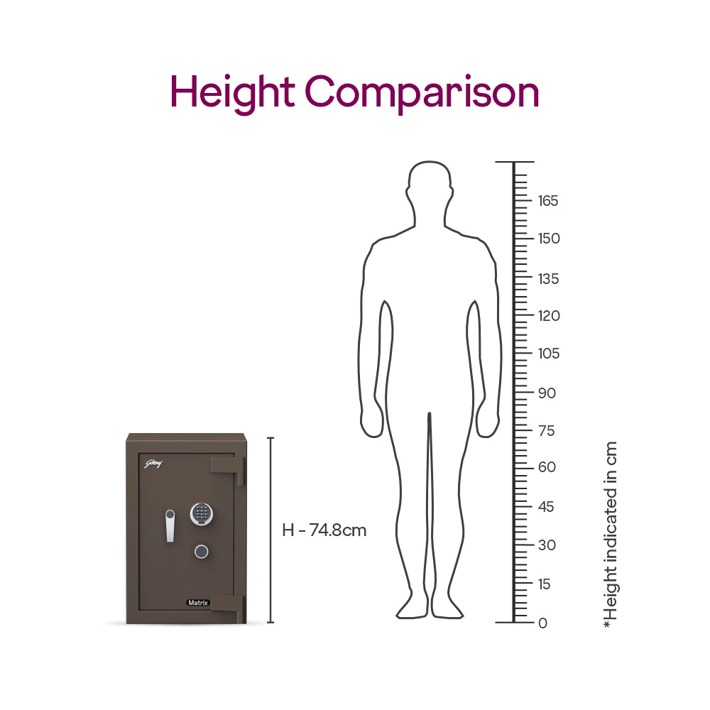 Matrix 2414 (66L) EL+KL Fire-Resistant Home Locker with Dual Lock – Coffee Brown