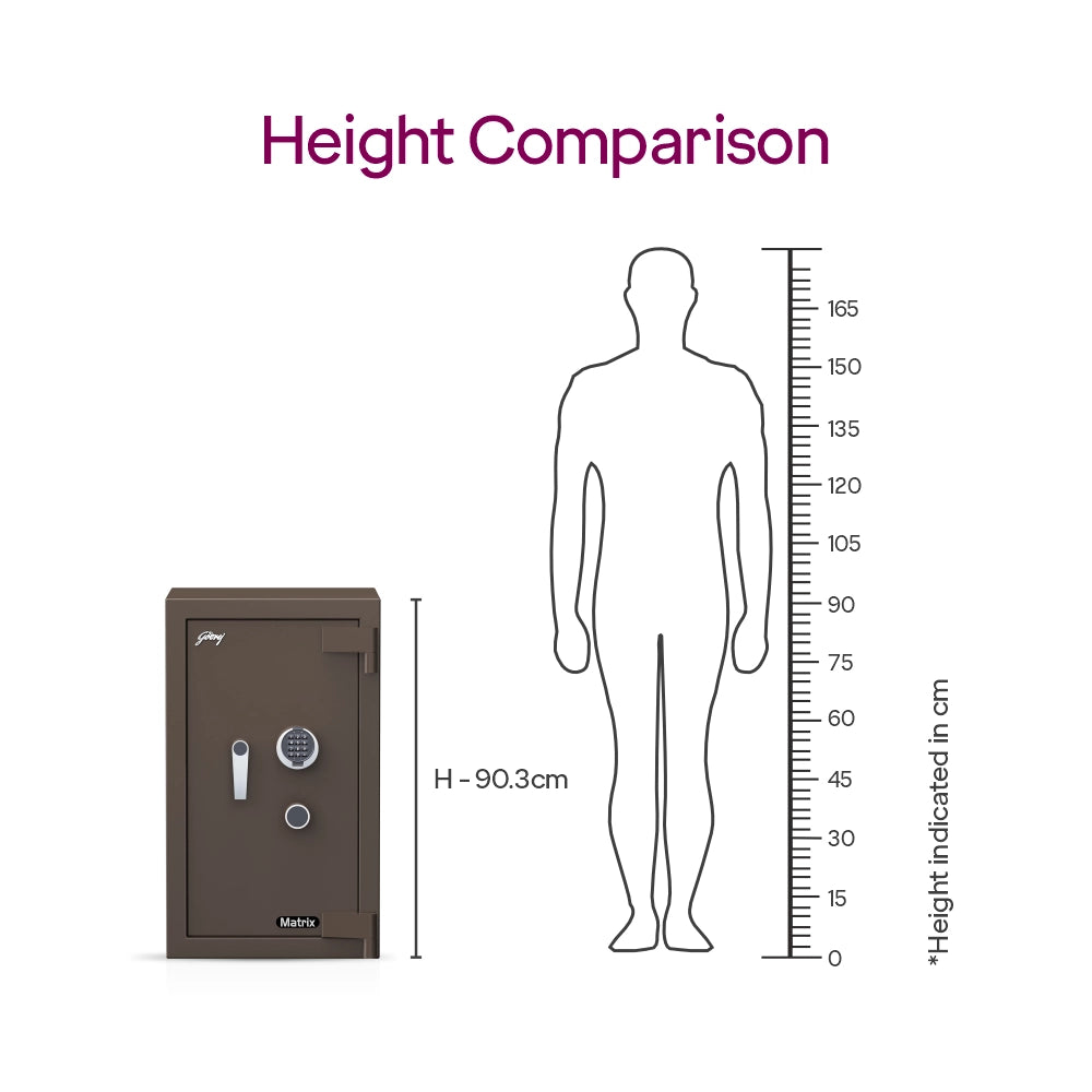 Matrix 3016 (94L) EL+KL Fire-Resistant Home Locker with Dual Lock – Coffee Brown