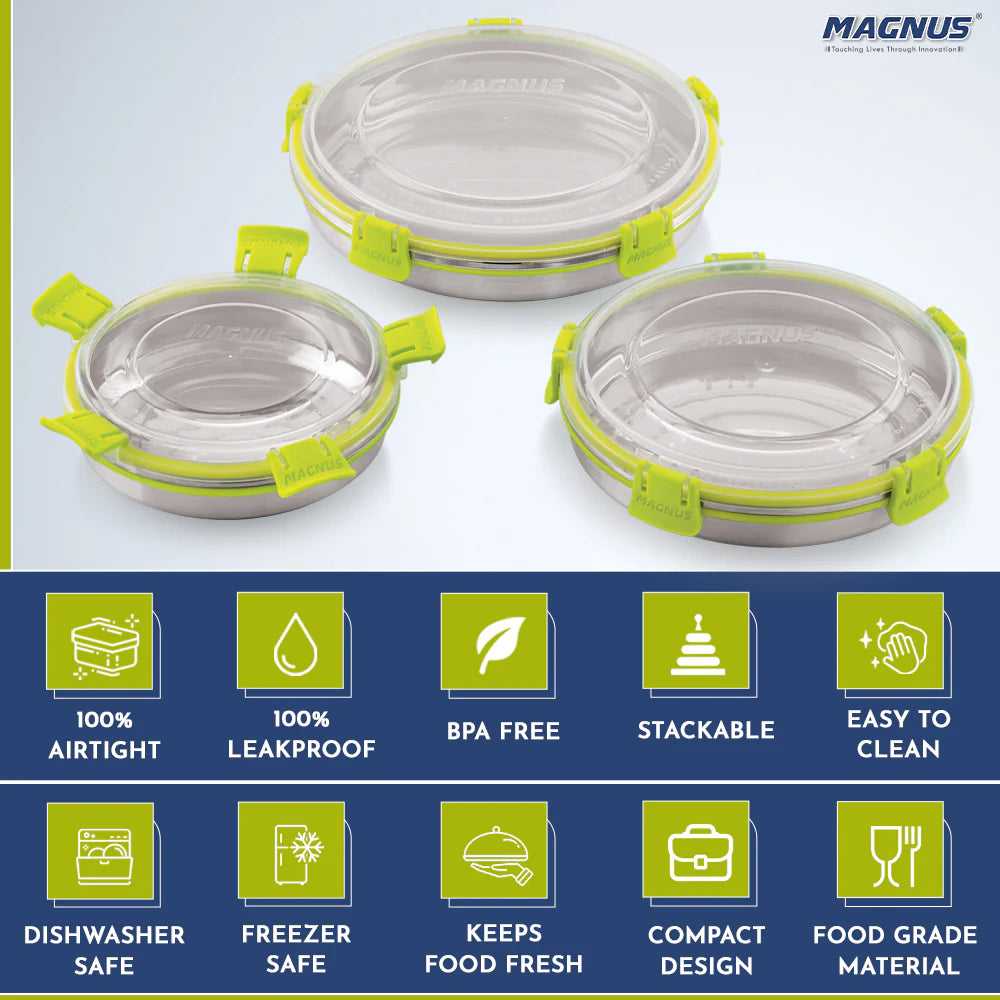 Klip Lock Stainless Steel Airtight Leakproof Storage Container 400ML – Chocolate Container, Ideal Lunch Box for Office Men, Women & Kids, Premium Kitchen Accessories