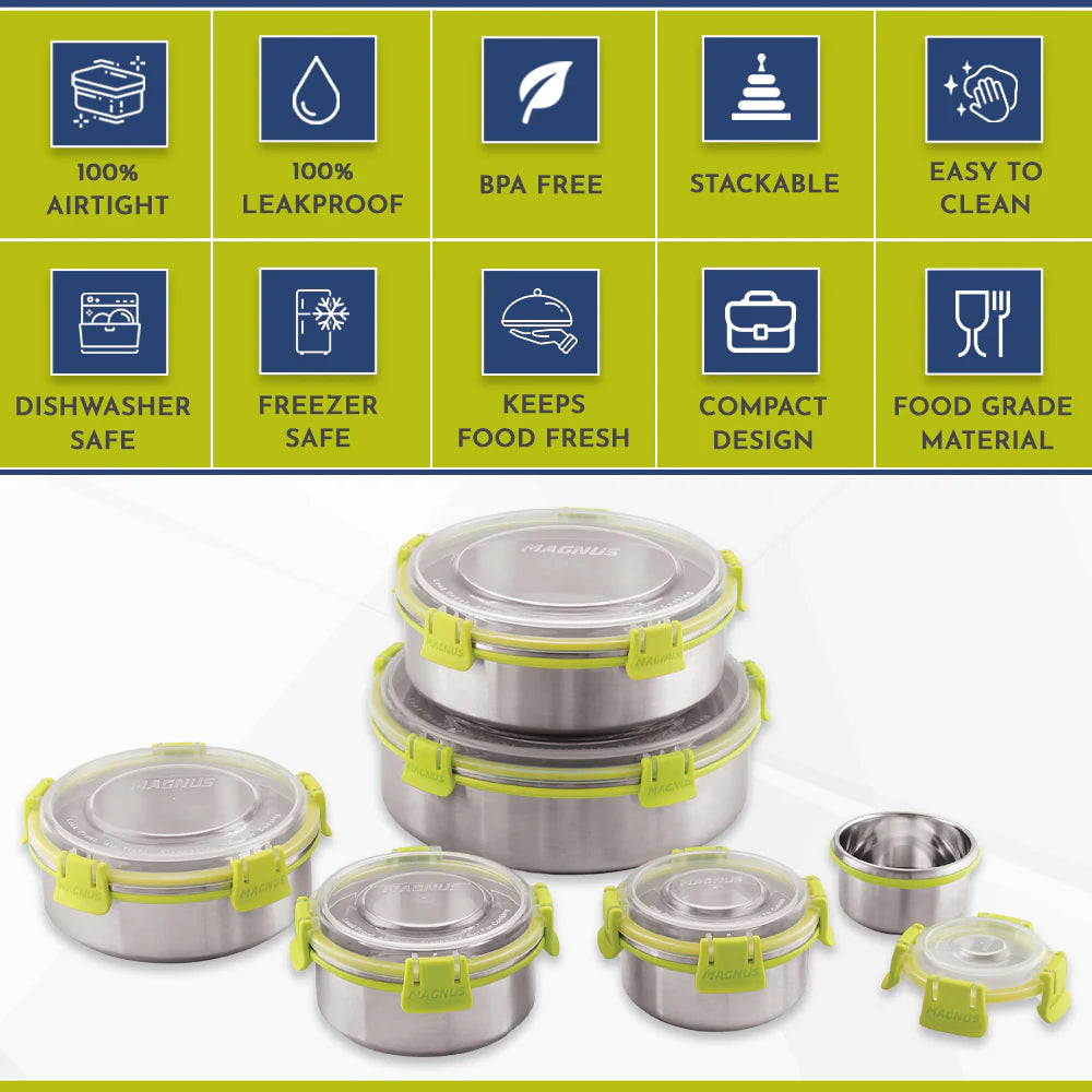 KLIP LOCK Stainless Steel Airtight Leakproof Storage Container – 100ML – Ideal for Kitchen, Lunch Box, Office, and School