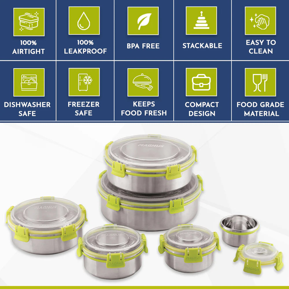 KLIP LOCK Stainless Steel Airtight Leakproof Storage Container – 300ML – Ideal Lunch Box for Office Men, Women & Kids, Durable Klip Lock Design