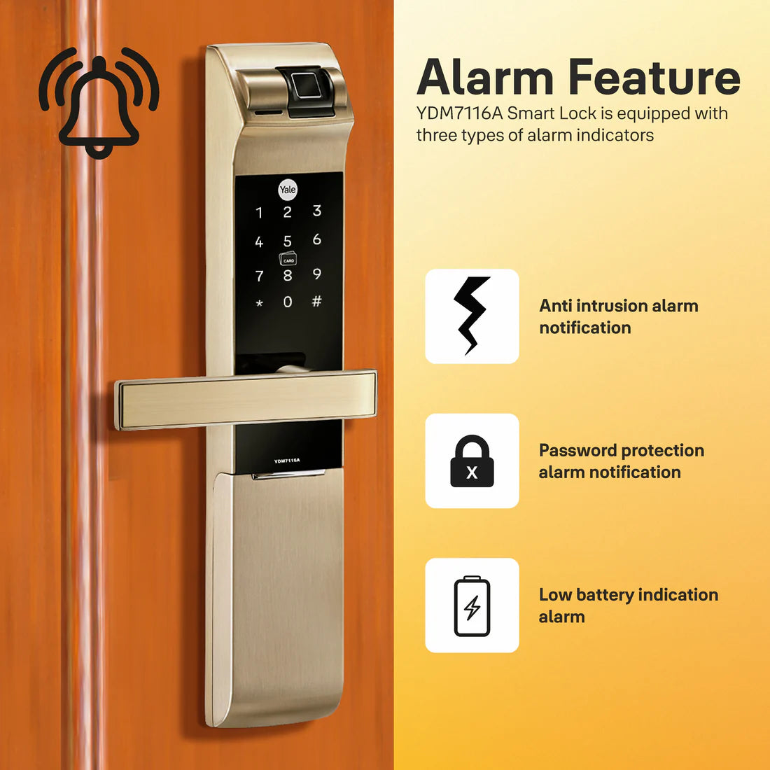 YDM 7116A Smart Lock (Champagne Gold)