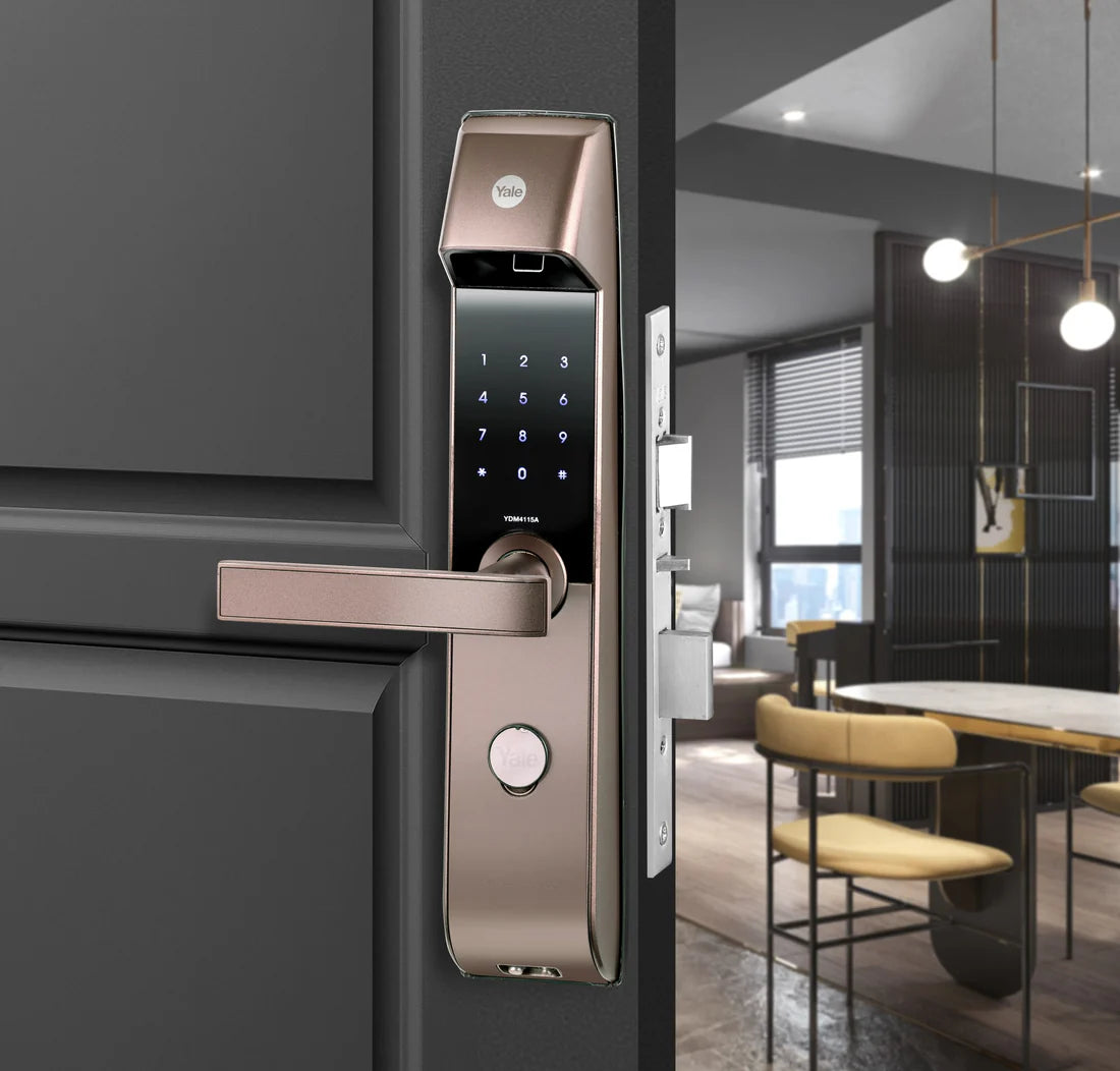 YDM 4115-A Series Biometric Smart Lock (Brown)