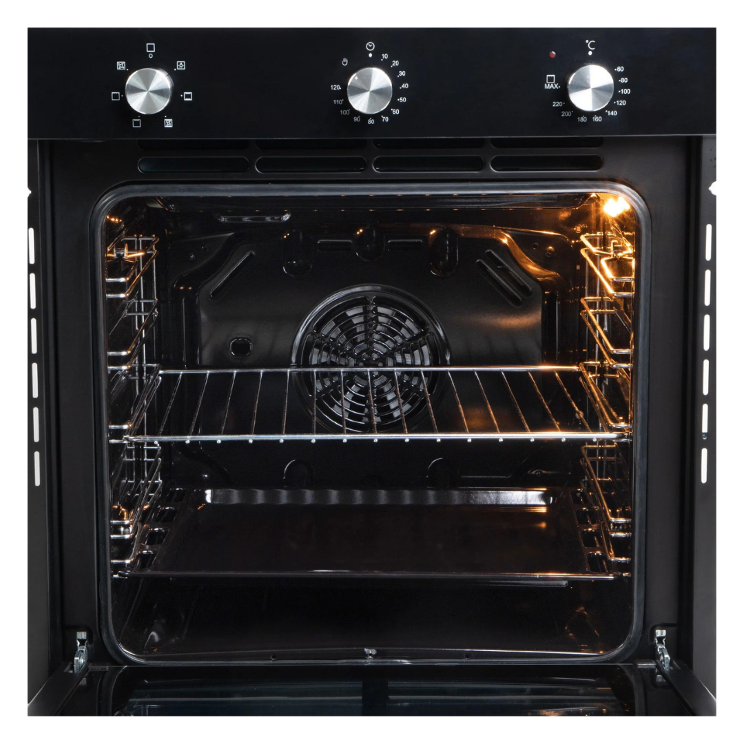 FBIO 80L 6F BK Black Glass Built in Oven