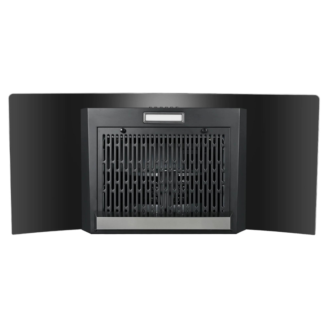Faber Hood Alpha HC PB BK 90 1500 m鲁/hr Auto clean  Wall Mounted  Chimney Baffle Filter Touch Control & Motion Sensor Black Tempered glass With Stainless Steel