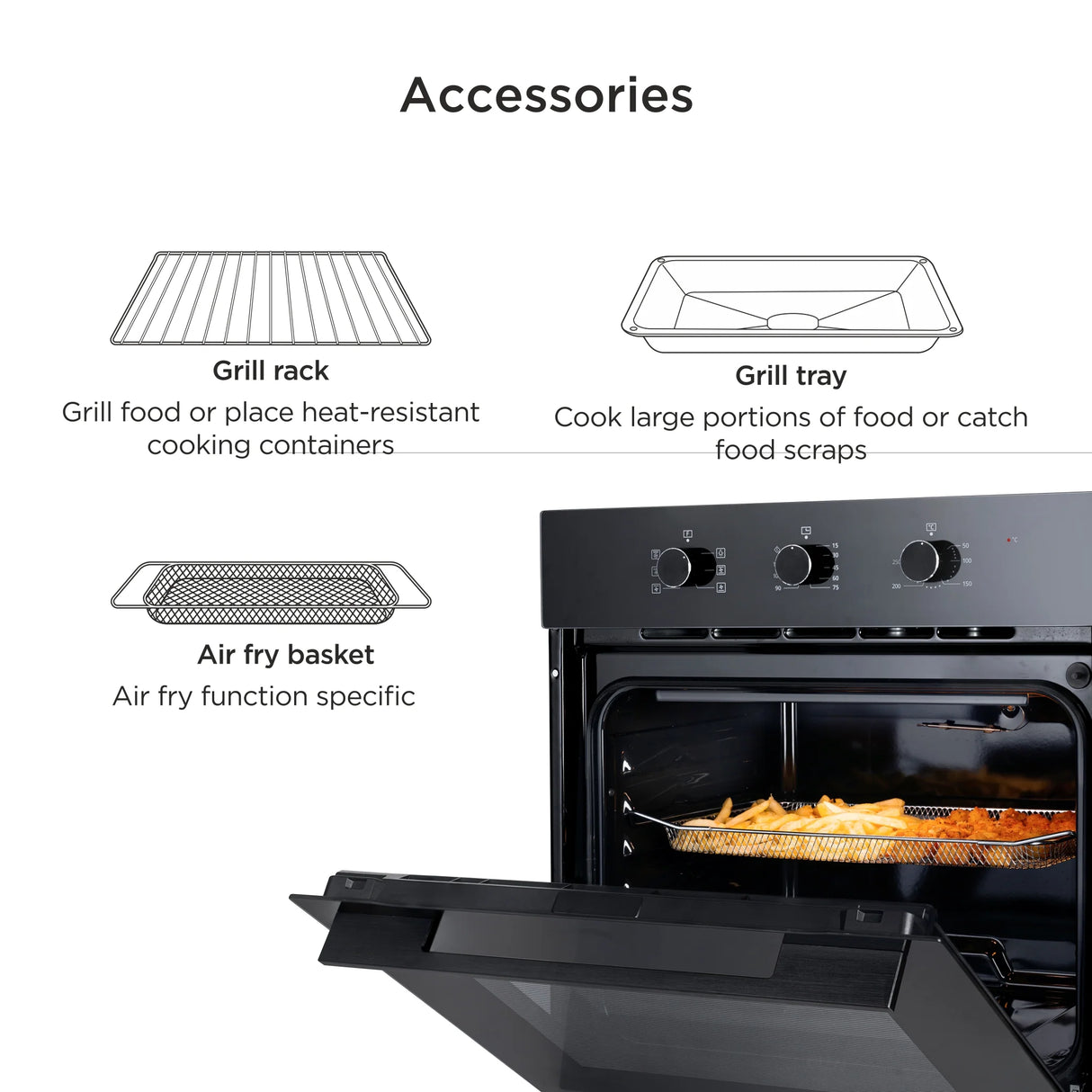 Built-in Air Fryer Oven 60L with Convection Fan 3 Knob Control (BO662AF)