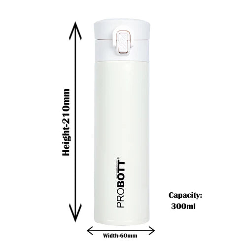 Glitter 300ml Travel Flask – Hot & Cold Vacuum Insulated Stainless Steel with Flip Top Cap, White | PB 300-05