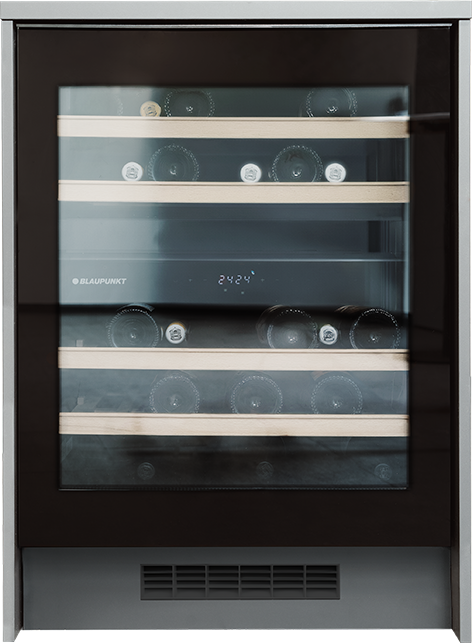 Undercounter Wine Cooler – Dual Zone, 43-Bottle Capacity, Black Glass Finish - 5WK 830FF0