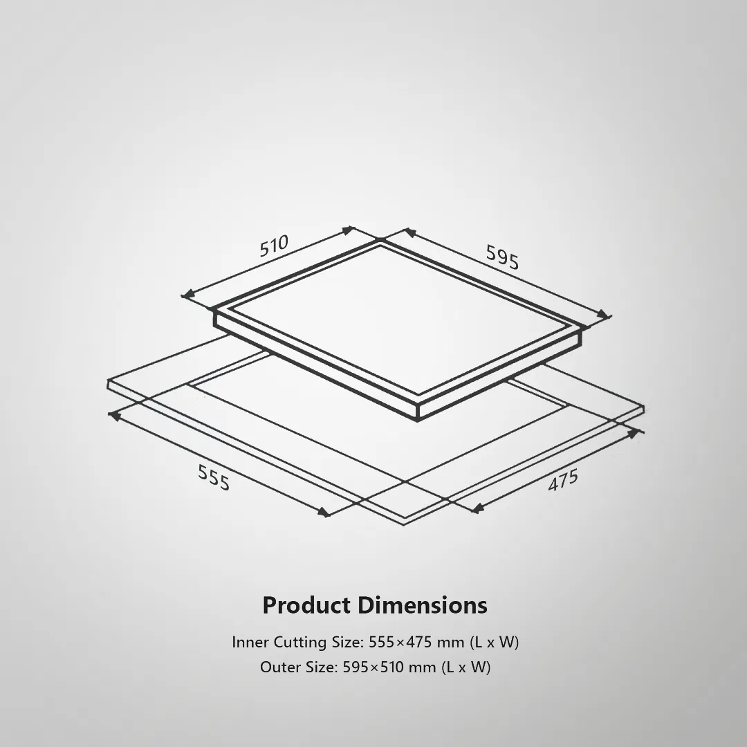 NE 4B 60 SS – 60cm Built-in Hob with 304 Grade Stainless Steel Finish & Auto Ignition