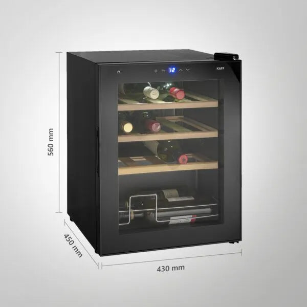 WC 48 TH BW Free Standing Wine Cooler – 16 Bottles, Thermoelectric Cooling, Black Glass Door