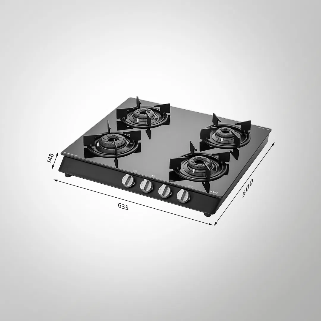 CBP 58 4B AI – 4-Burner Auto Ignition Gas Stove | Slim Line Design | Black Tempered Glass