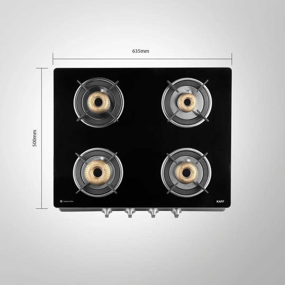 CTAI 63 4B – 4-Burner Auto Ignition Gas Stove | High Safety Valves | Black Tempered Glass