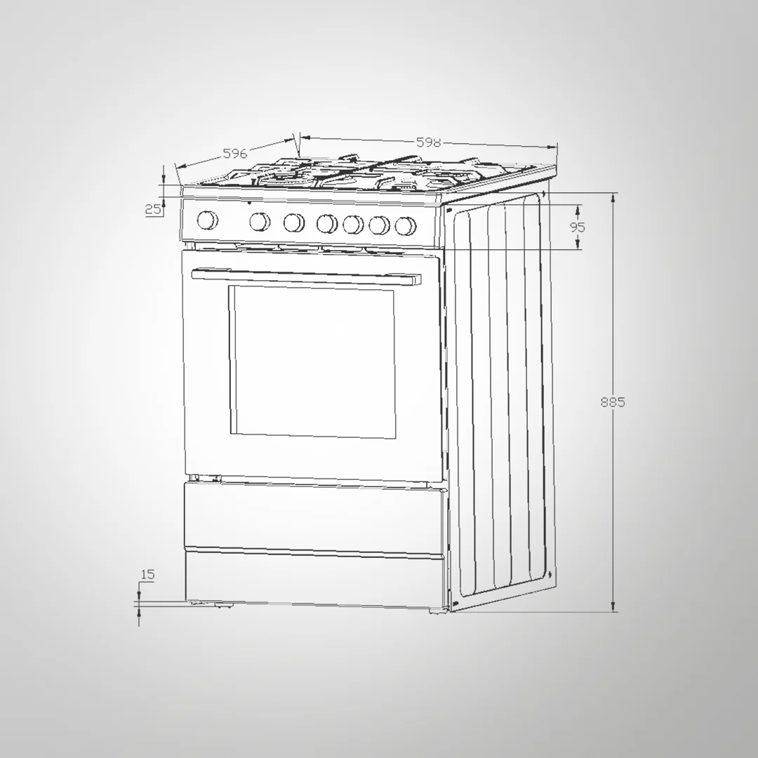 KAB 60 SS 60cm Cooking Range | Stainless Steel | 4 Gas Burners with Triple Ring Burner | Electric Oven | Convection