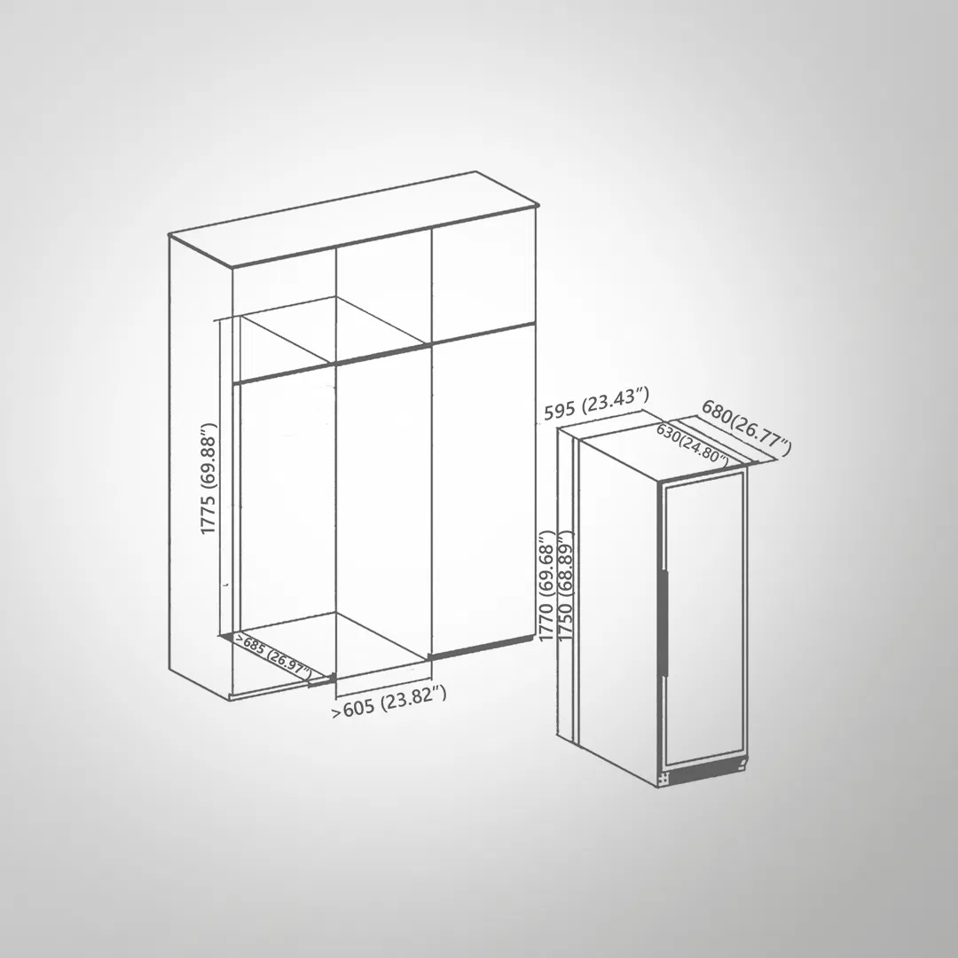 WC 418 DZ Dual-Zone Wine Cooler | 171 Bottle Capacity, Touch Control, Full Mirror Glass Door, and Compressor Cooling