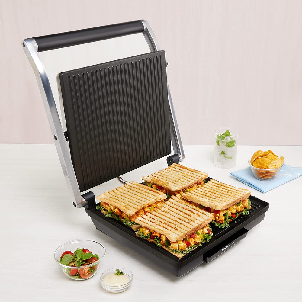 Borosil Meta Prime Grill Sandwich Maker 700 W, opens 90°