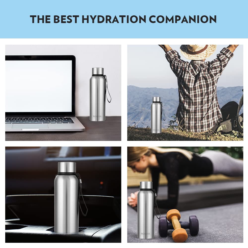 Trek 700ML Stainless Steel Hot & Cold Water Bottle (BT700STL117) – 20 Hours Hot, 24 Hours Cold, Wide Mouth, Durable Finish