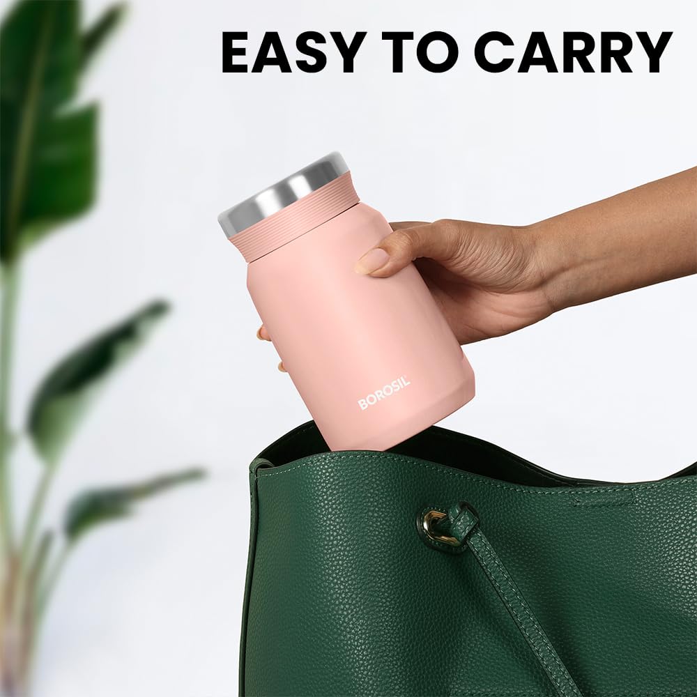 Carry Mate Pink 500ML Stainless Steel Food Jar | 12 Hrs Hot & 13 Hrs Cold | Leakproof, Copper Coated, Portable Mug | CM500PNK41