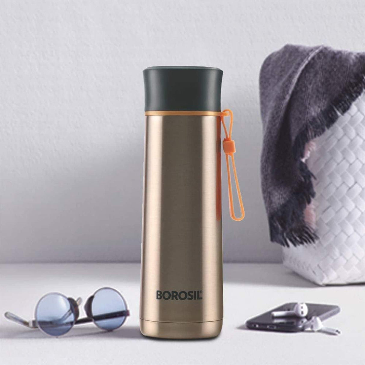 Sprint Golden – 400 mL (BT400GLD105) | Hot & Cold Stainless Steel Bottle with Carry Case & Loop for Easy Portability