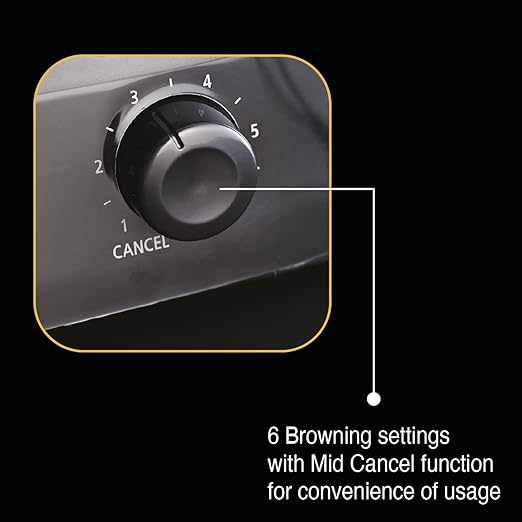 Usha iToast 4 Slice Pop Up Toaster | 1400W | 6 Browning Settings | Cool Touch, Shock Proof Plastic Body| Removable Crumb Tray | Automatic Bread Centering for Uniform Browning