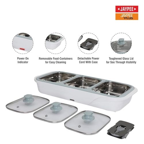 Jaypee plus E-3 ELECTRIC CASSEROLE Set 1000 ml Each capacity White
