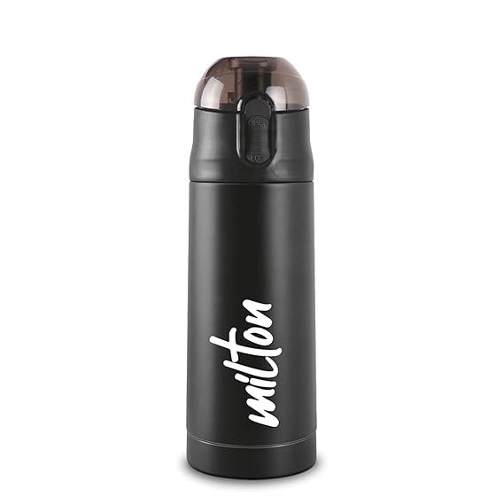 New Crown 400 Thermosteel Water Bottle 350 ml with One Touch Safety Lock, 24 Hours Hot and Cold, Leak Proof Lid, ISI Certified I Vacuum Insulated I for Office, Gym, School