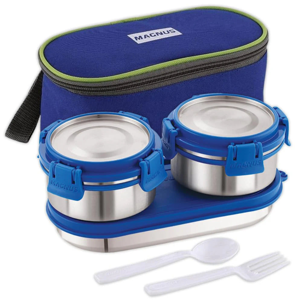 Avanza 3 Deluxe Prime Lunch Box Set | Stainless Steel, Airtight, Leakproof | Ideal for Office Men, Women & Kids | Includes Roti Tiffin, Fork, Spoon & Insulated Carrying Bag