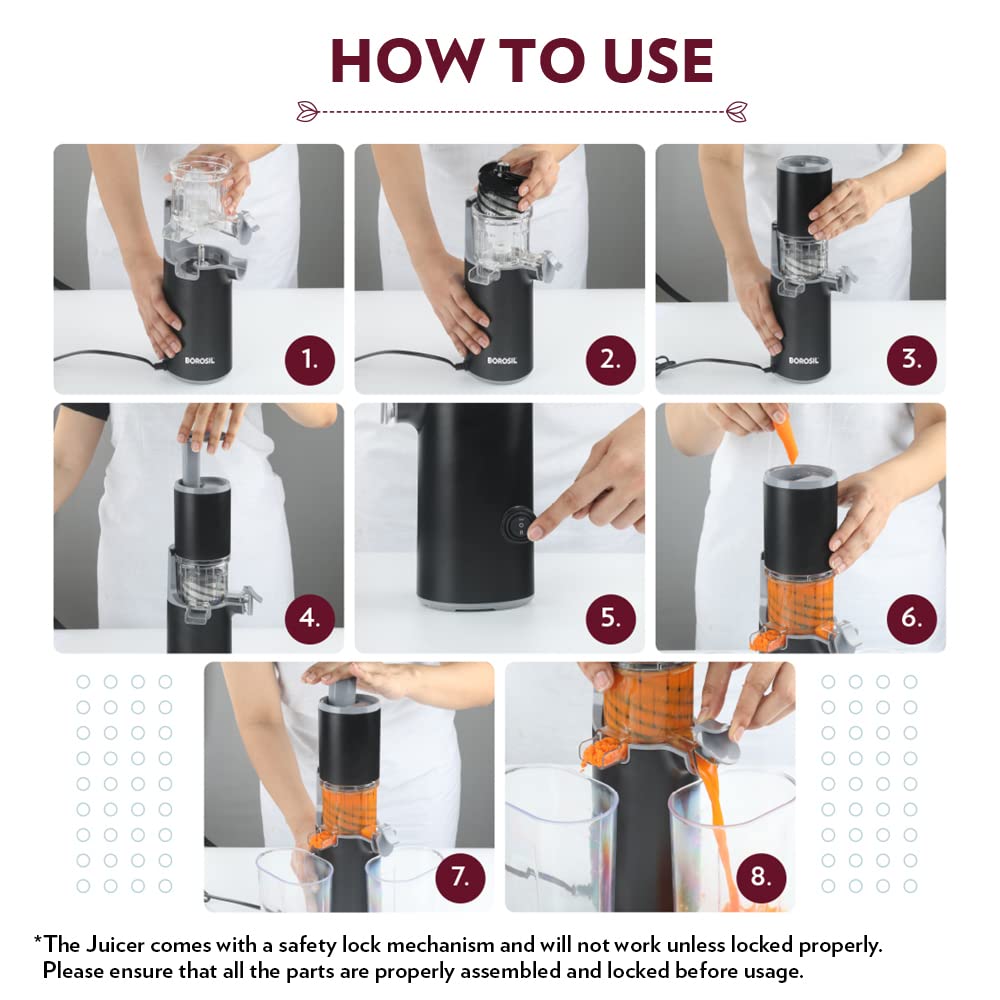 Borosil Easy Juice Cold Press Slow Juicer Cold Press Slow Juicer
