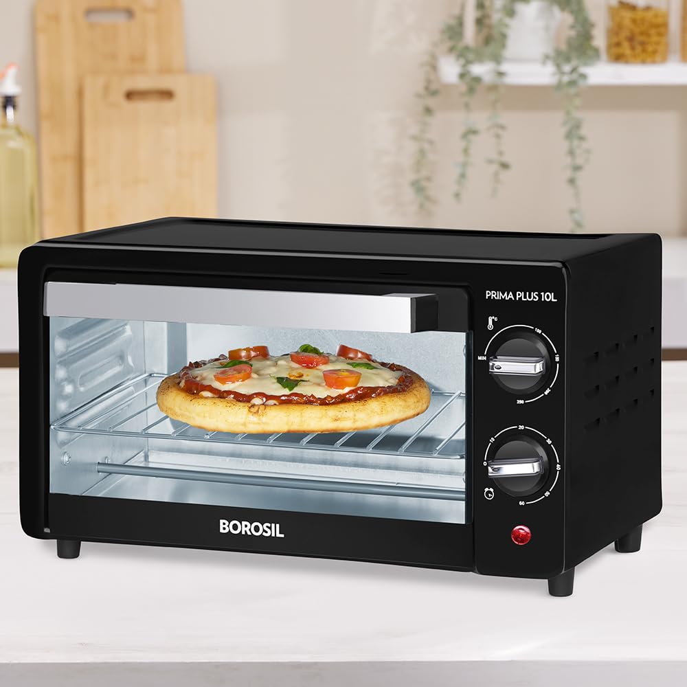 Borosil OTG Prima Plus 10 Litres Oven Toaster Griller, Pizza Oven, Cake Oven for Baking | 3 Heating Option