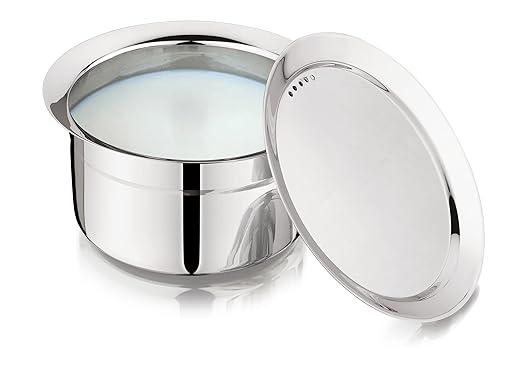 Mukti Stainless Steel Food Storage & Cooking|Air-Vent Holes on lid|Tope & Pans|Tea Pan|Curry, Gravy, Biryani Pan|Pots, Patilas, Kadhai & Topes|Curry & Coffee Pan with Lid|1700ml x 1pc