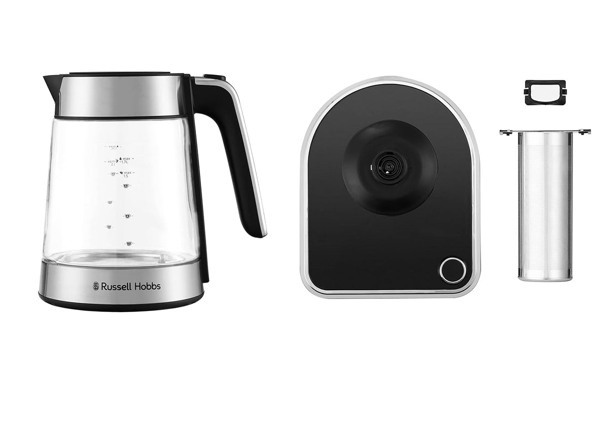 Attentiv 1.7L Electric Cordless Glass Kettle | Removable Infuser Basket - (Variable Temperature (40°C-100°C) | Keep Warm Function, Sleep Timer Function, Touch Screen Controls | 26200-70