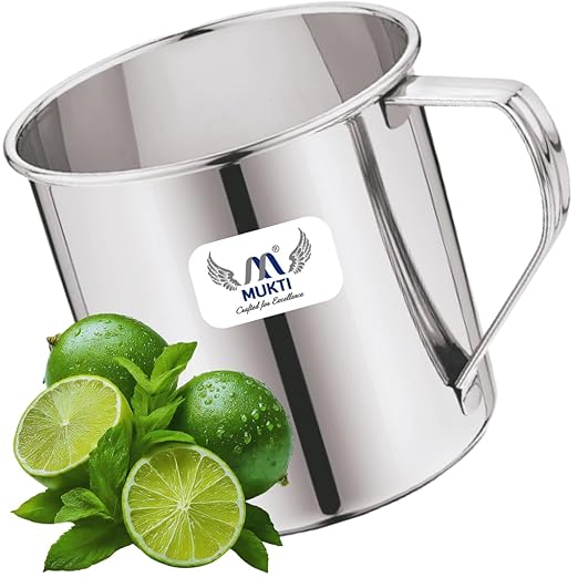 Mukti Premium Stainless Steel Deluxe Mug/Jug | Multipurpose for Water, Milk, Butter Milk,Oil and Useful for Kitchen/Outdoor |Durable and Silver Classic Finish (Deluxe, 500 ML)
