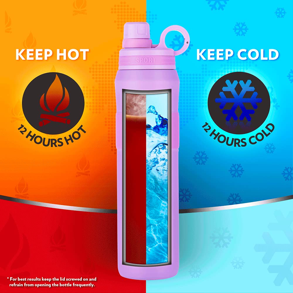 ThirstBurst Lavender Stainless Steel Bottle 800ML – Hot & Cold, 12 Hrs Hot, 12 Hrs Cold, Leakproof, Copper Coated Insulation