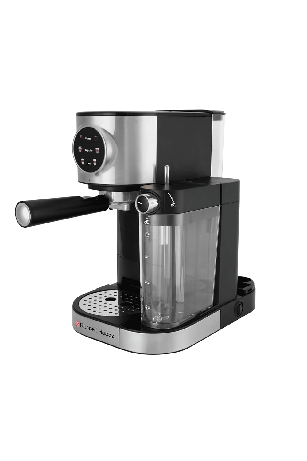 Russell Hobbs 1350W Elite Brew Digital Coffee Maker 15-Bar Professional Extraction | Single & Double Espresso, Cappuccino, Latte | NTC Temp Control | 1.7L Water Tank & 0.5L Milk Tank