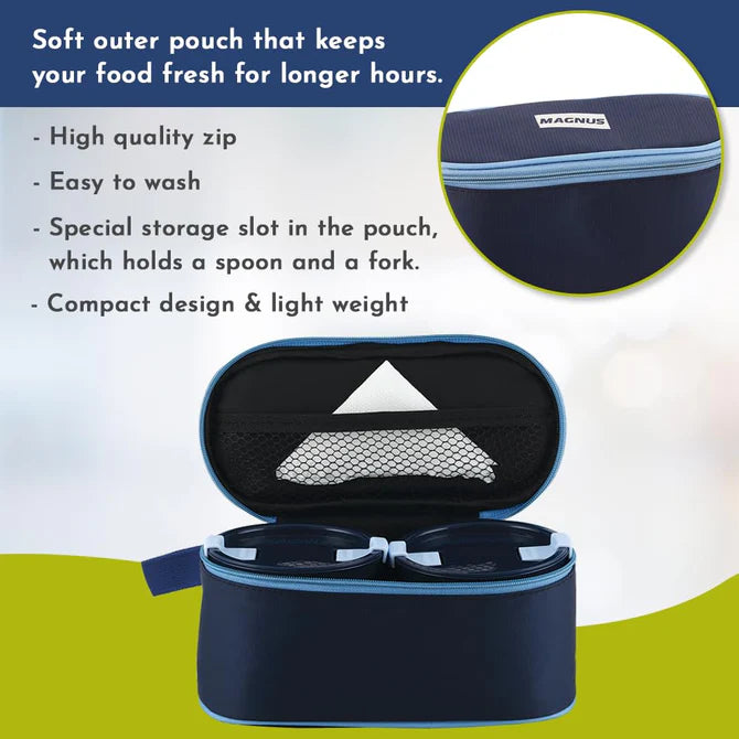 Microwave Safe Olive 3 Prime Lunch Box Set - Stainless Steel Containers with Roti Slot, Fork & Spoon Included, Insulated Bag - Lunch Box for Kids, Lunch Boxes for Office Men, Women, School