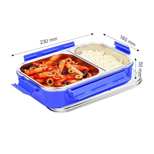 SignoraWare Slim Stainless Steel Lunch Box | Compact & Stackable Design | Clip Lock Lid | Leak Proof | Useful for school, Picnics & outdoor | Best for packing fruits & Healthy Snacks ( 1 Ltr | Red multiple colors)
