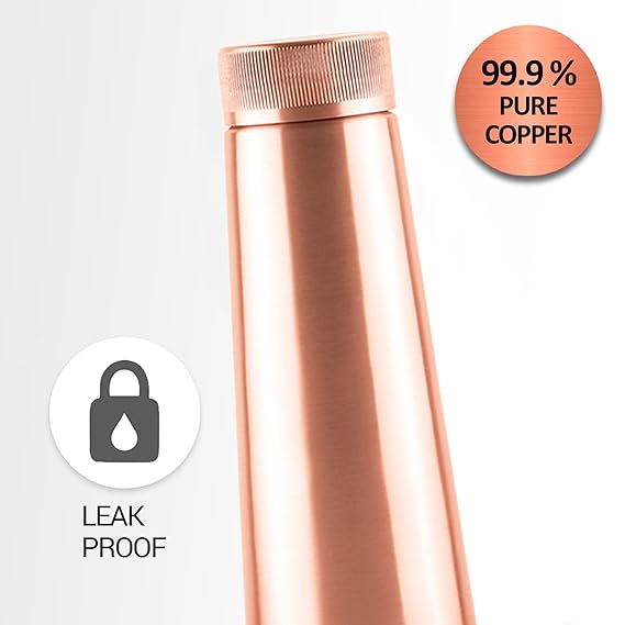 Milton Copper Delight 1000 Bottle, 915 ml, Lacquer Coating, Curved bottle,100% Pure Copper, BPA Free, Leak Proof, Office Bottle, Boosts Immunity, Supports Digestive & Liver Health, Ayurveda Inspired
