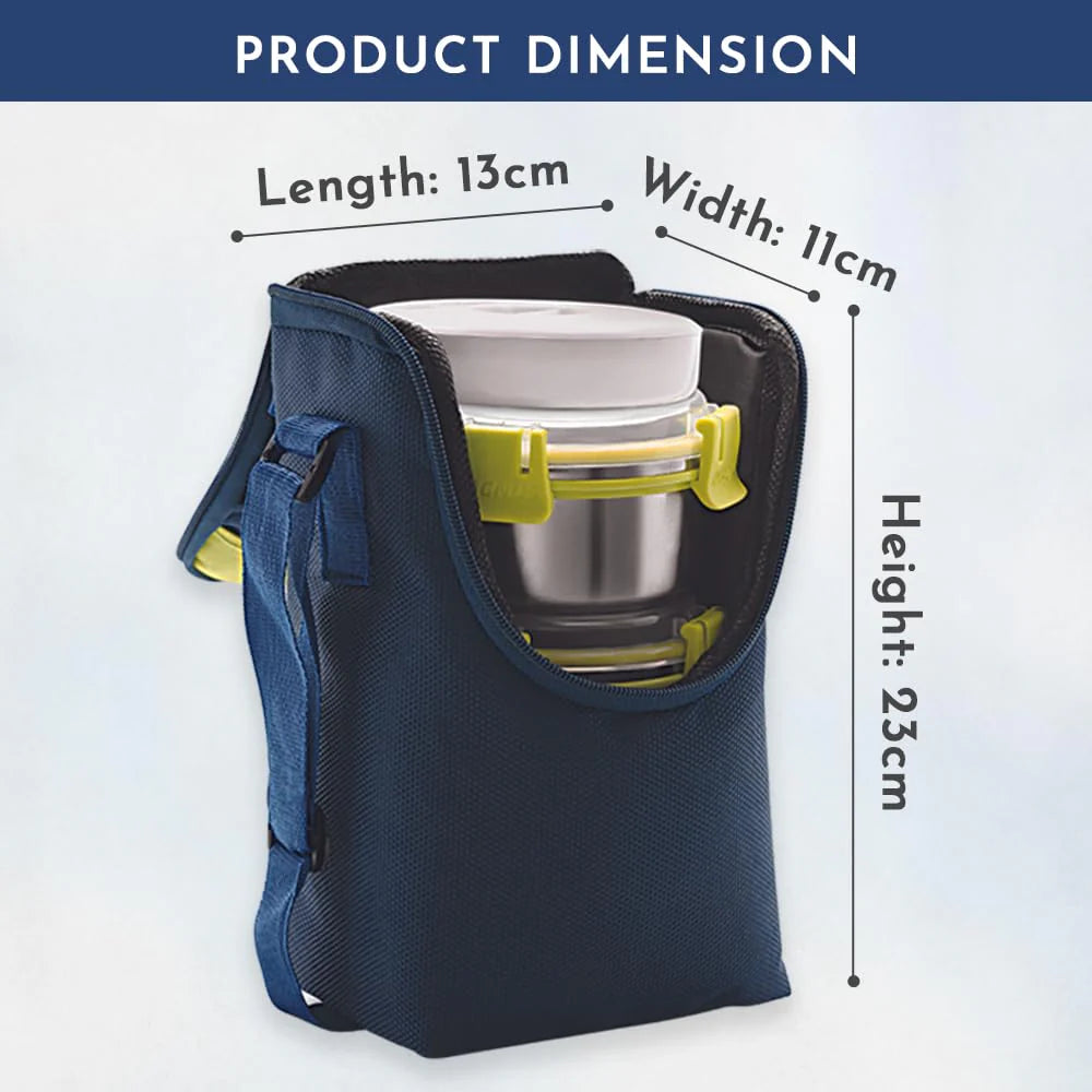 Aura 3 Stainless Steel Lunch Box Set - 3pcs with Tiffin Bags | Durable Lunch Box for Kids and Adults | Ideal Lunch Boxes for Office Men and Women | Perfect for School and Work