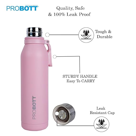 Bolt 700ml Thermos Flask Bottles (Pack of 2), Stainless Steel Vacuum Insulated | Screw Cap with Cup | Leak-Proof | Hot & Cold | PB 700-06