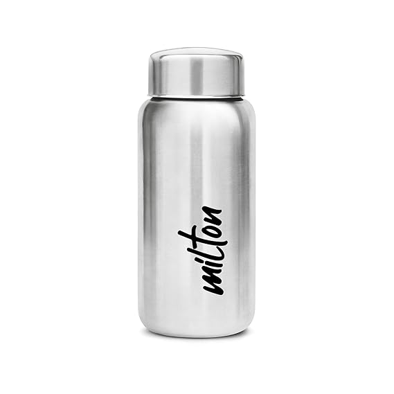 Aqua 1000 Stainless Steel Water Bottle 950 ml, Single Walled, ISI Certified I Leak Proof Lid, Rust Proof I For School, Office, Gym I Silver