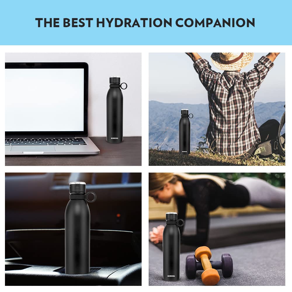 Jupiter 1000ML Black Hot & Cold Stainless Steel Bottle | Double Wall Vacuum Insulated, 18 Hrs Temp Retention | B1000BKO1