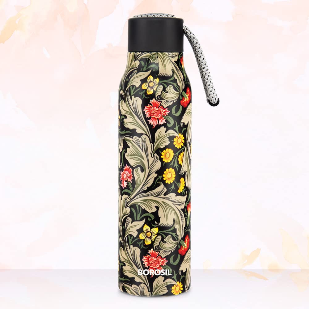 Aquasoul Slate 600ML Hot & Cold Stainless Steel Bottle | Double Wall Vacuum Insulated, 12 Hrs Temp Retention | BT600SE133