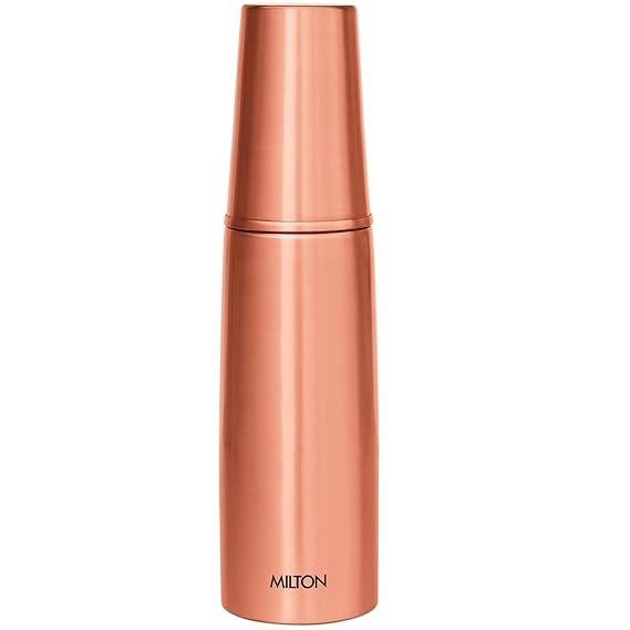 Milton Copper Combo 1000 Bottle with Tumbler, 890 ml,Durable & Rust Proof Tamba Bottle with Glass for Drinking,100% Pure Copper, BPA Free, Leak Proof, Boosts Immunity