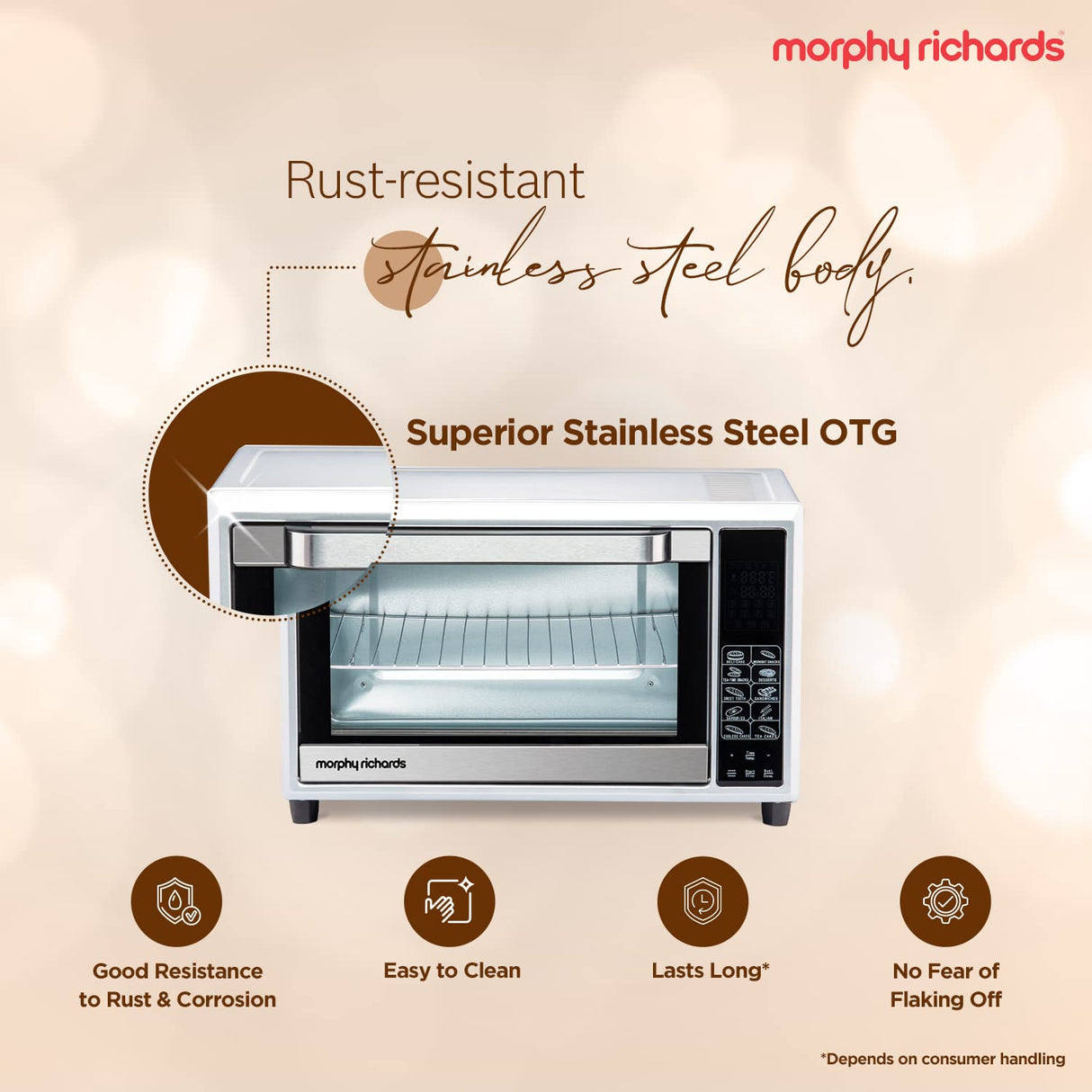 Digichef 35SS 35L Digital OTG 1800W – Oven Toaster Griller with 59 Auto Cook Menus, Convection & Rotisserie (Silver)